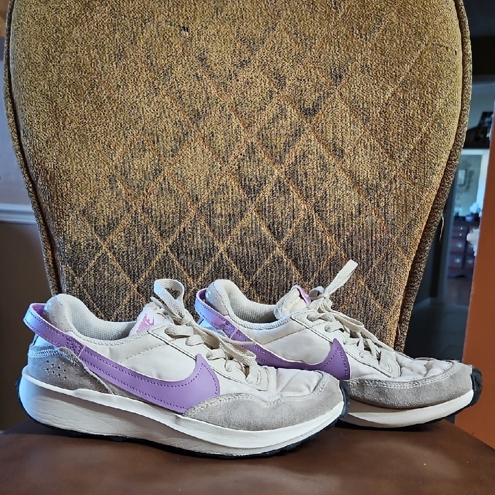 Nike Waffle Debut White Rush Fuchsia Lace Up Sneakers Running Shoes Gray Purple